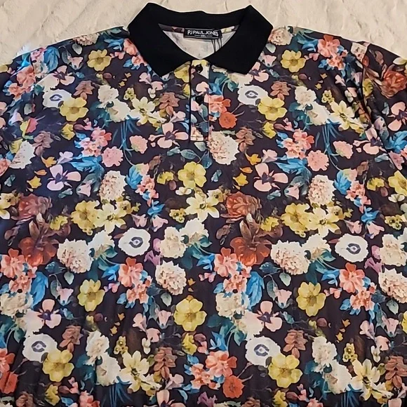 NWT PJ PAUL JONES Flower Polo Shirts - Picture 6 of 14
